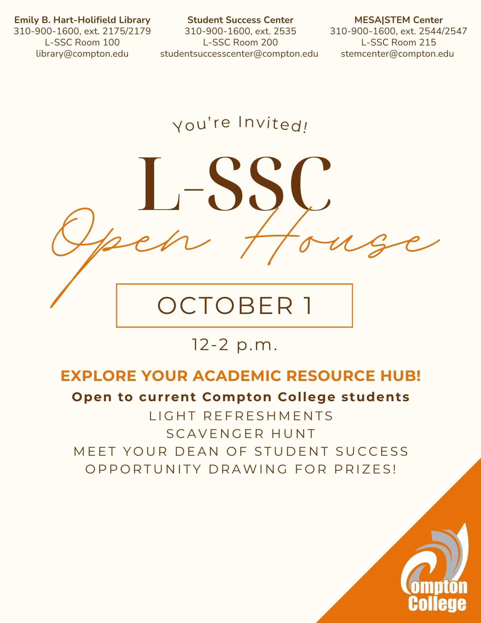 Digital flyer for L-SSC Open House in Fall 2025