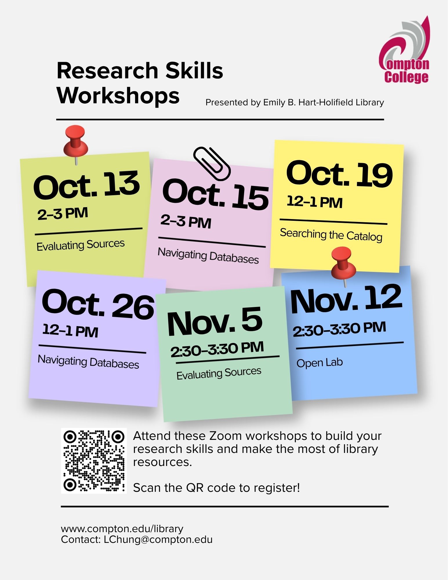 Research Workshops Fall 2026 flyer
