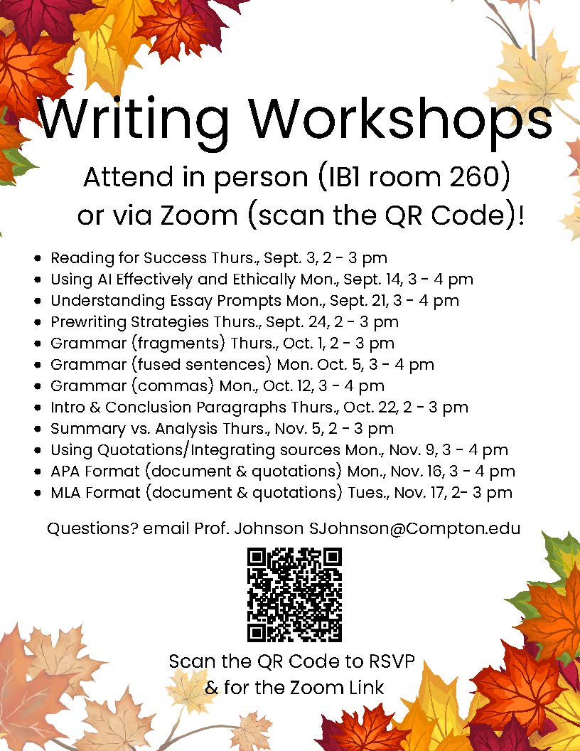 Fall 2026 Writing Workshops