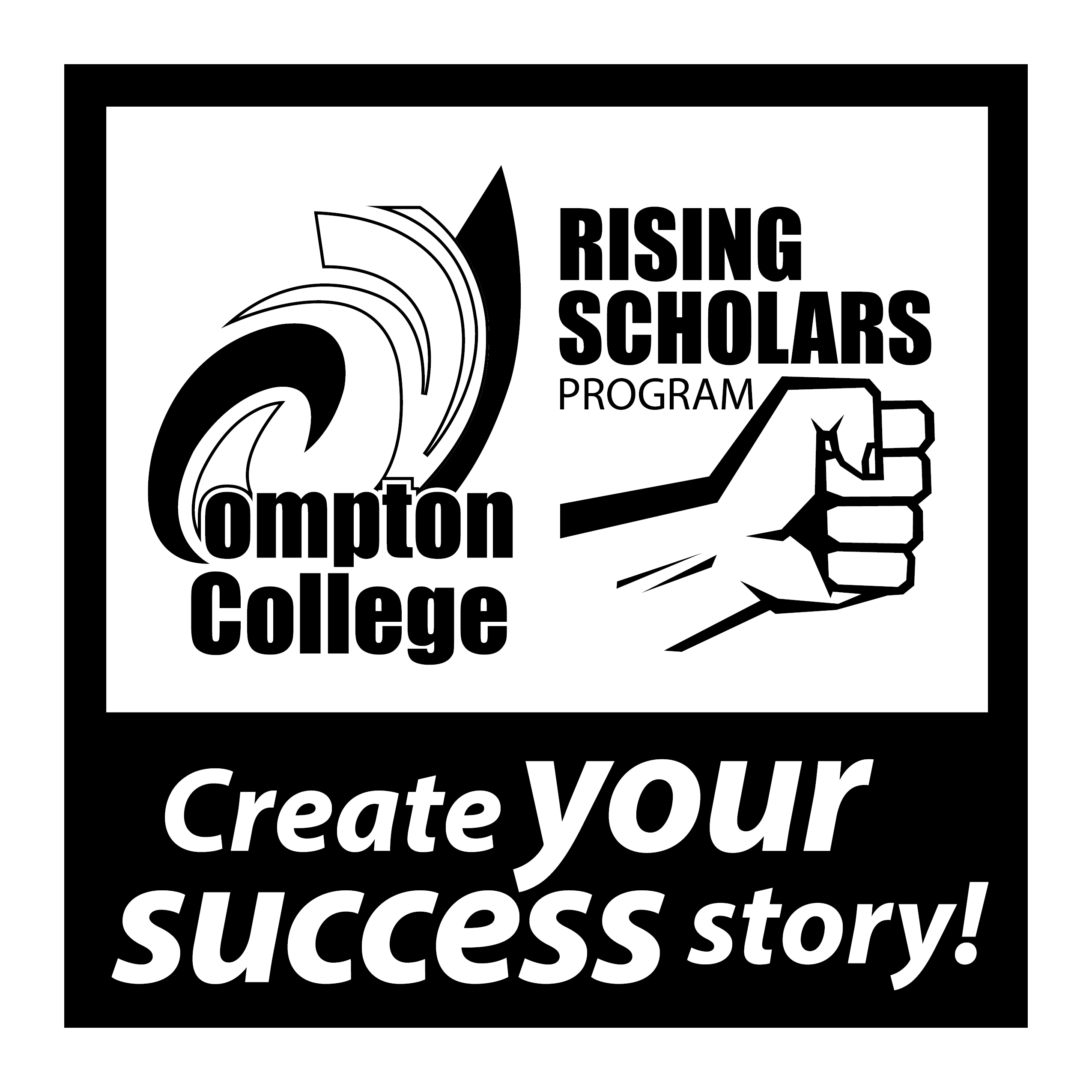 black and white rising scholars logo